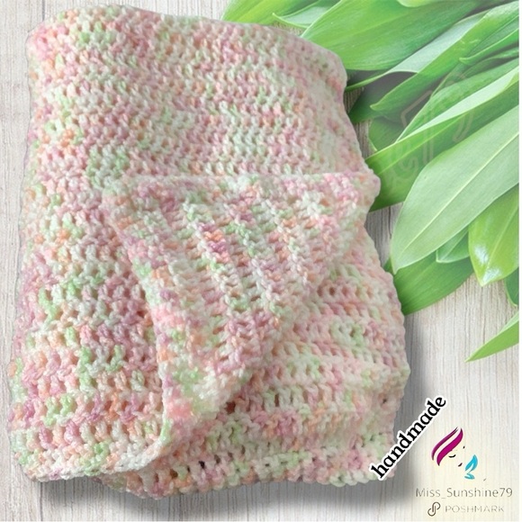 Handmade - crochet light blanket - pastel colors - 36” x 23” - Picture 1 of 4